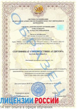 Образец сертификата соответствия аудитора №ST.RU.EXP.00006191-1 Аша Сертификат ISO 50001